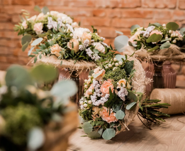 Peach & Plum Blossom Wedding Bouquet